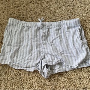 White & Light Grey Striped PJ Shorts